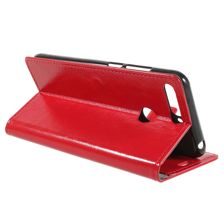 Crazy Horse Leather Card Holder Case for Huawei Honor 7A (with Fingerprint Sensor) / Enjoy 8E / Honor 7A Pro - Red-5
