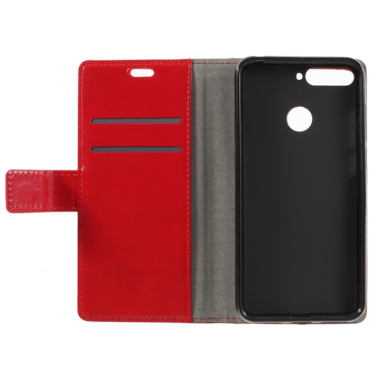Crazy Horse Leather Card Holder Case for Huawei Honor 7A (with Fingerprint Sensor) / Enjoy 8E / Honor 7A Pro - Red-6