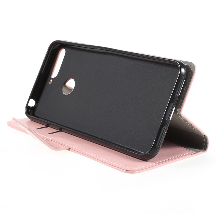 Crazy Horse Leather Wallet Case for Huawei Honor 7A (with Fingerprint Sensor) / Enjoy 8E / Honor 7A Pro - Pink-4