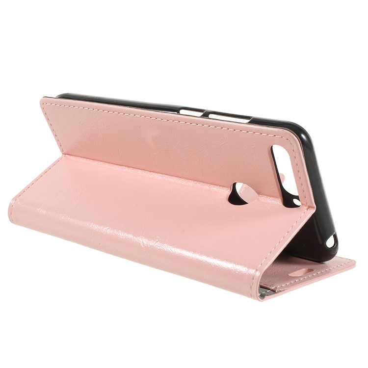 Crazy Horse Leather Wallet Case for Huawei Honor 7A (with Fingerprint Sensor) / Enjoy 8E / Honor 7A Pro - Pink-5