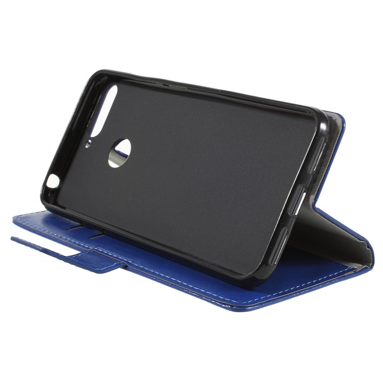Crazy Horse Leather Wallet Cover for Huawei Honor 7A (with Fingerprint Sensor) / Enjoy 8E / Honor 7A Pro - Blue-4