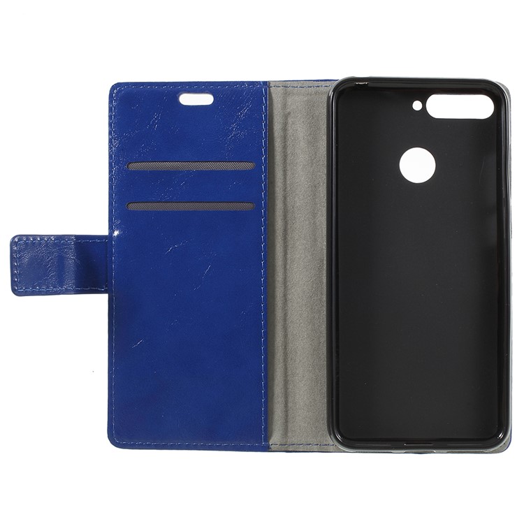 Crazy Horse Leather Wallet Cover for Huawei Honor 7A (with Fingerprint Sensor) / Enjoy 8E / Honor 7A Pro - Blue-6