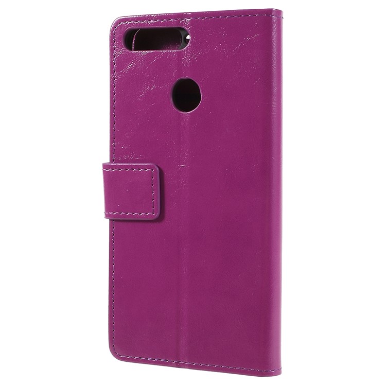 Crazy Horse Leather Wallet Shell Case for Huawei Honor 7A (with Fingerprint Sensor) / Enjoy 8E / Honor 7A Pro - Purple-3