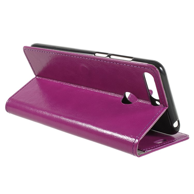 Crazy Horse Leather Wallet Shell Case for Huawei Honor 7A (with Fingerprint Sensor) / Enjoy 8E / Honor 7A Pro - Purple-5