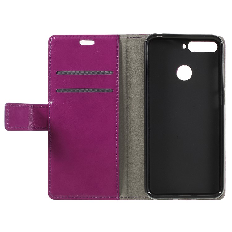 Crazy Horse Leather Wallet Shell Case for Huawei Honor 7A (with Fingerprint Sensor) / Enjoy 8E / Honor 7A Pro - Purple-6