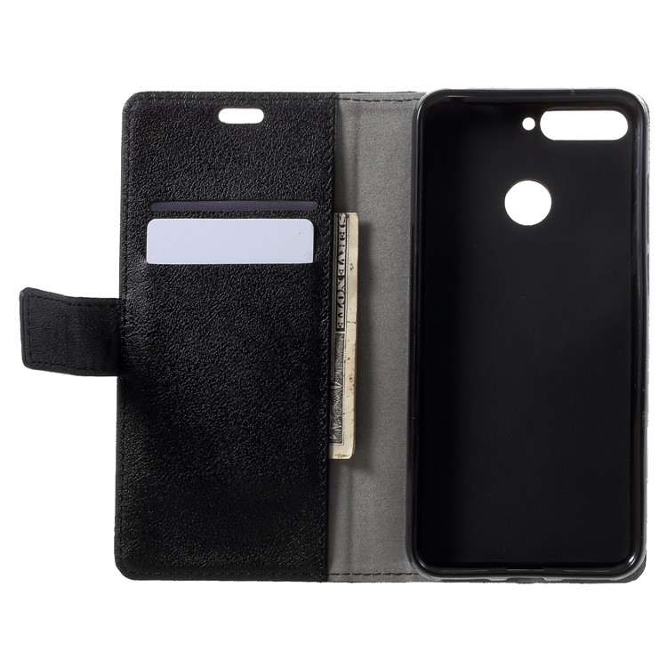 Wallet Stand Magnetic Flip Leather Phone Case for Huawei Honor 7A (with Fingerprint Sensor)/Honor 7A Pro/Enjoy 8e - Black-5