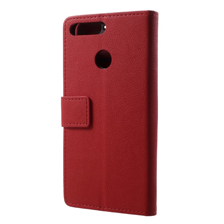 Wallet Stand Magnetic Flip Leather Phone Shell for Huawei Honor 7A (with Fingerprint Sensor)/Honor 7A Pro/Enjoy 8e - Red-2
