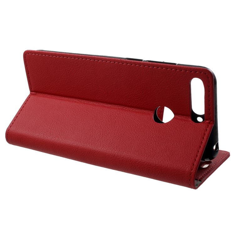 Wallet Stand Magnetic Flip Leather Phone Shell for Huawei Honor 7A (with Fingerprint Sensor)/Honor 7A Pro/Enjoy 8e - Red-4