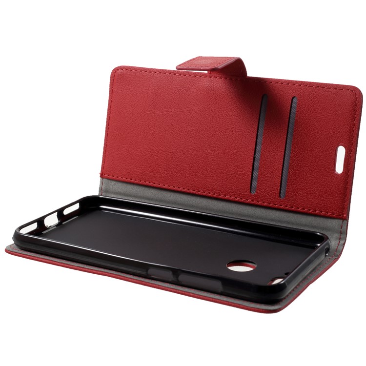 Wallet Stand Magnetic Flip Leather Phone Shell for Huawei Honor 7A (with Fingerprint Sensor)/Honor 7A Pro/Enjoy 8e - Red-5