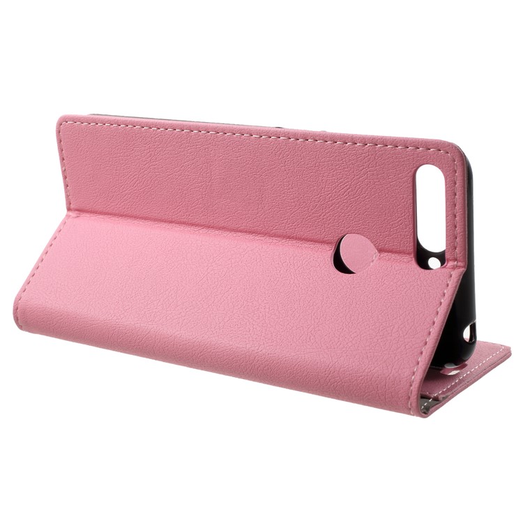 Wallet Stand Magnetic Flip Leather Phone Casing for Huawei Honor 7A (with Fingerprint Sensor)/Honor 7A Pro/Enjoy 8e - Pink-4