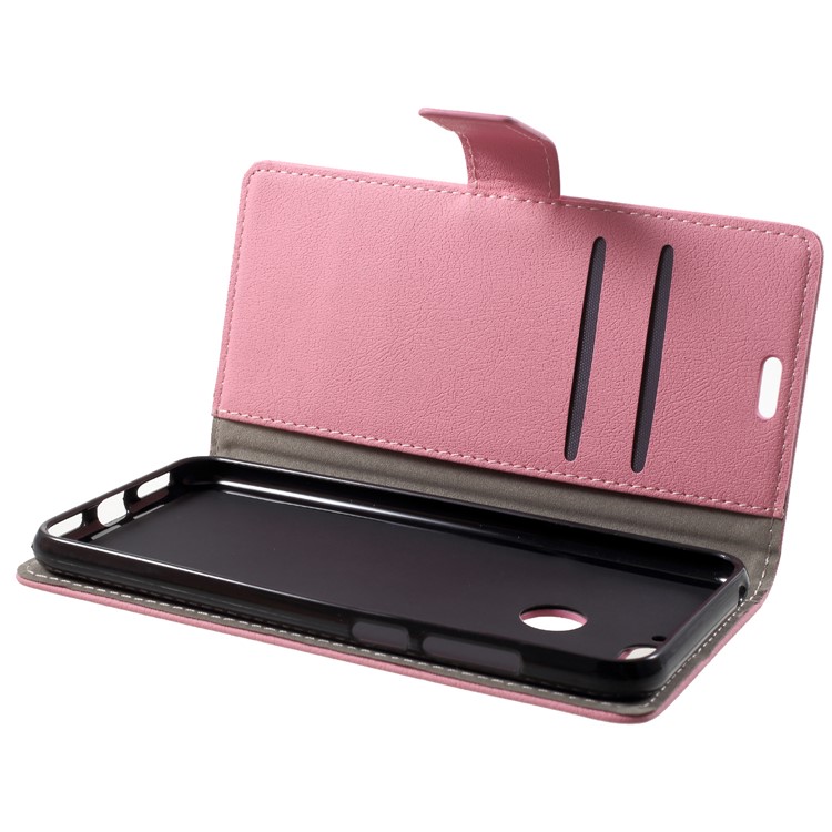 Wallet Stand Magnetic Flip Leather Phone Casing for Huawei Honor 7A (with Fingerprint Sensor)/Honor 7A Pro/Enjoy 8e - Pink-5