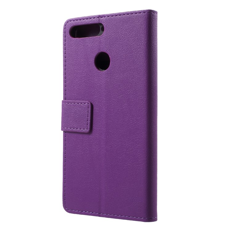 Wallet Stand Magnetic Flip Leather Cell Phone Case for Huawei Honor 7A (with Fingerprint Sensor)/Honor 7A Pro/Enjoy 8e - Purple-2