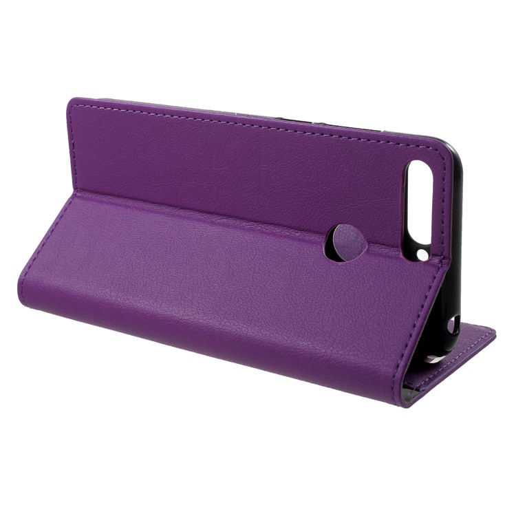 Wallet Stand Magnetic Flip Leather Cell Phone Case for Huawei Honor 7A (with Fingerprint Sensor)/Honor 7A Pro/Enjoy 8e - Purple-4