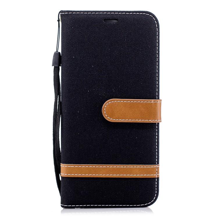 Jeans Stoff Textur Brieftasche Stehen Ledertasche Für Huawei P Smart / Genieße 7S - Schwarz-10