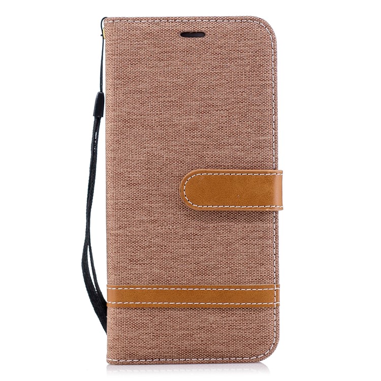 Jeans Cloth Texture Wallet Stand Leather Mobile Cover for Huawei P Smart / Enjoy 7S - Khaki-4