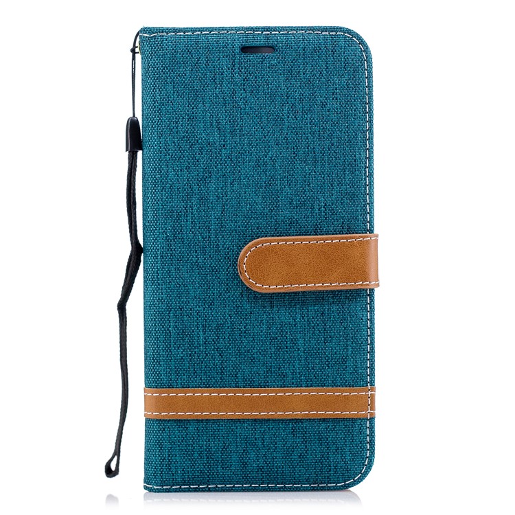 Jeans Cloth Texture Wallet Stand Leather Mobile Shell for Huawei P Smart / Enjoy 7S - Green-4