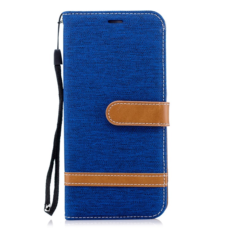 Jeans Cloth Texture Wallet Stand Leather Protector Case for Huawei P Smart / Enjoy 7S - Baby Blue-4