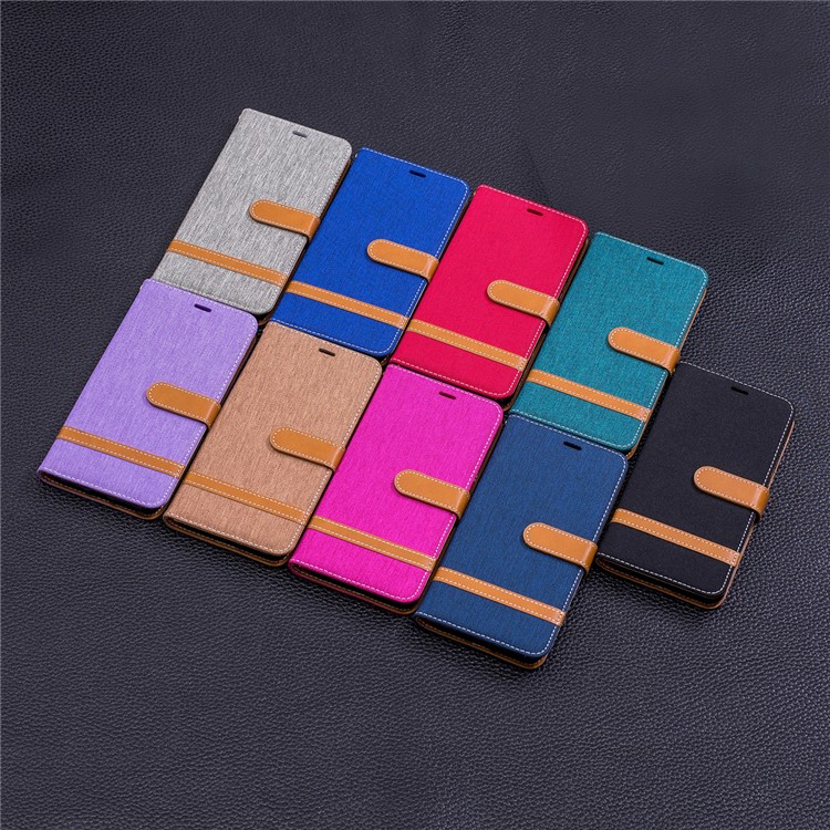 Jeans Cloth Texture Wallet Stand Leather Phone Case for Huawei P20 Pro - Black-11