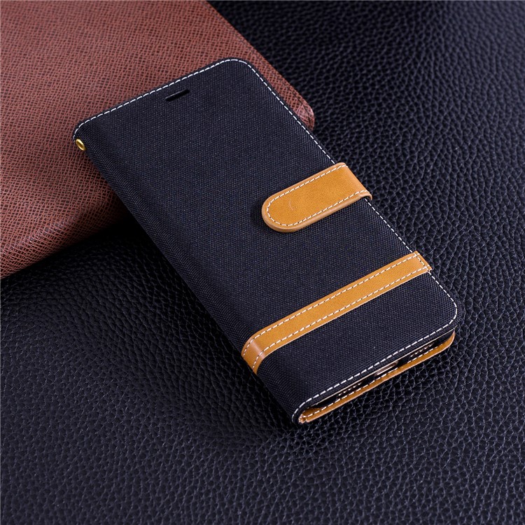 Jeans Cloth Texture Wallet Stand Leather Phone Case for Huawei P20 Pro - Black-2