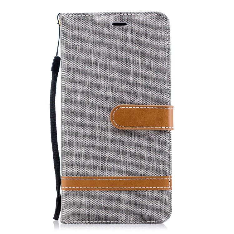 Jeans Cloth Texture Wallet Stand Leather Phone Cover for Huawei P20 Pro - Grey-4