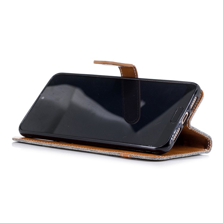 Jeans Cloth Texture Wallet Stand Leather Phone Cover for Huawei P20 Pro - Grey-7