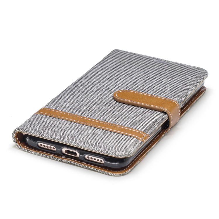 Jeans Cloth Texture Wallet Stand Leather Phone Cover for Huawei P20 Pro - Grey-8