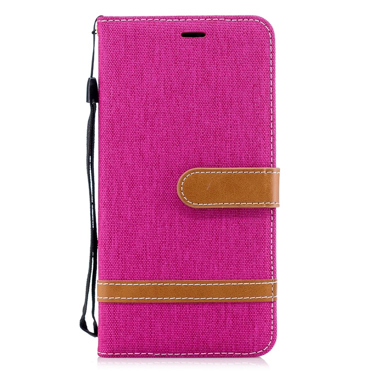 Jeans Cloth Texture Wallet Stand Leather Mobile Case for Huawei P20 Pro - Rose-4