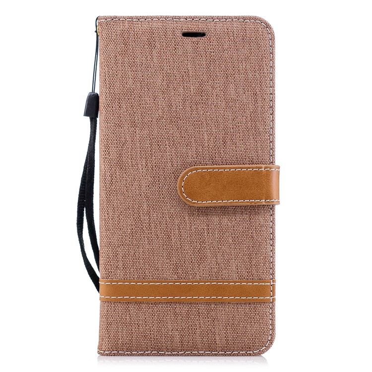 Jeans Cloth Texture Wallet Stand Leather Mobile Cover for Huawei P20 Pro - Khaki-4