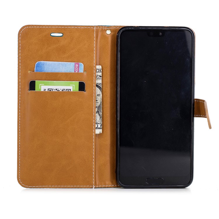 Jeans Cloth Texture Wallet Stand Leather Cellphone Case for Huawei P20 Pro - Green-10