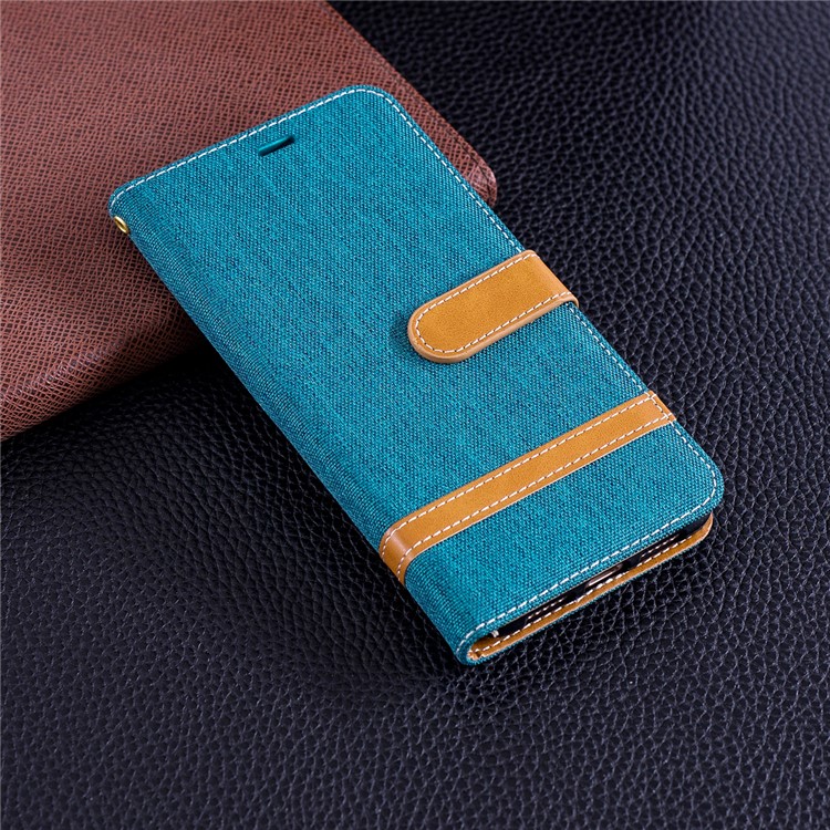 Jeans Cloth Texture Wallet Stand Leather Cellphone Case for Huawei P20 Pro - Green-2