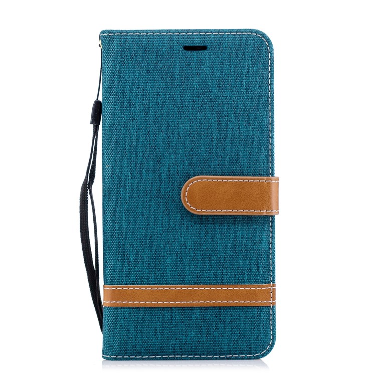 Jeans Cloth Texture Wallet Stand Leather Cellphone Case for Huawei P20 Pro - Green-4