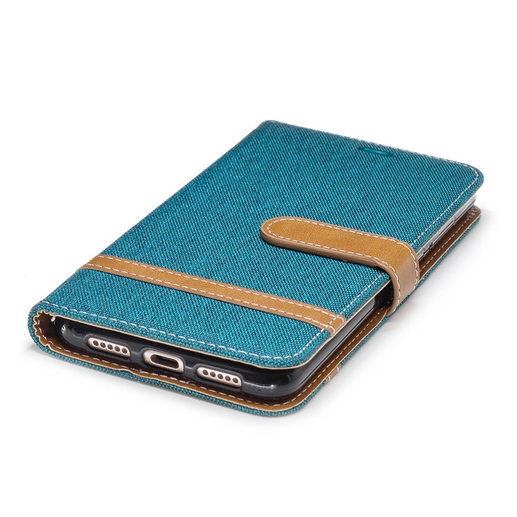 Jeans Cloth Texture Wallet Stand Leather Cellphone Case for Huawei P20 Pro - Green-8