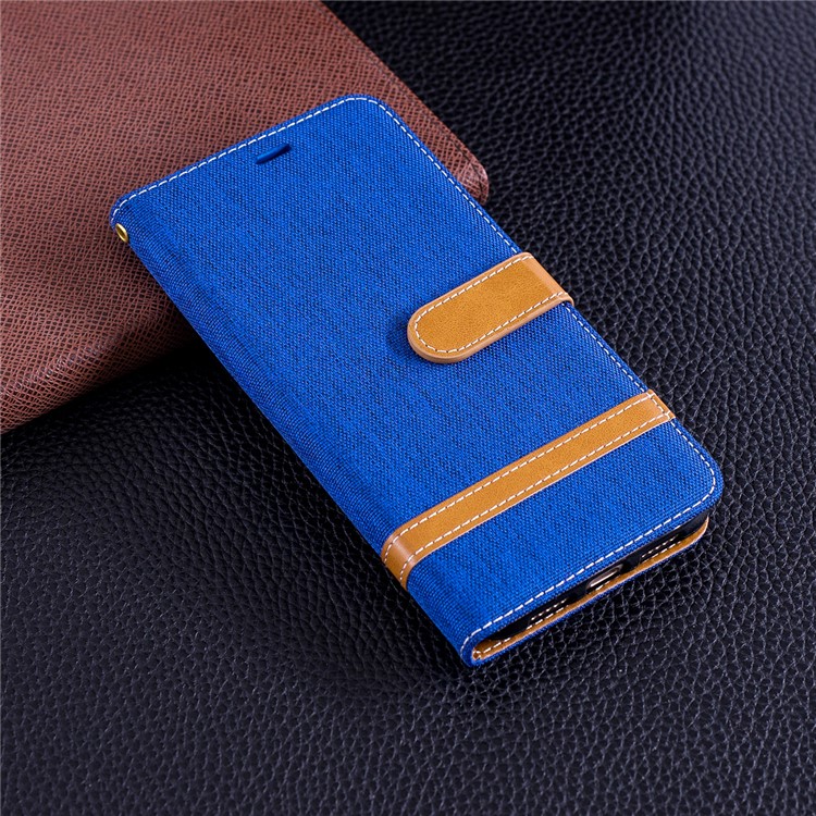 Jeans Cloth Texture Wallet Stand Leather Cellphone Cover for Huawei P20 Pro - Baby Blue-2