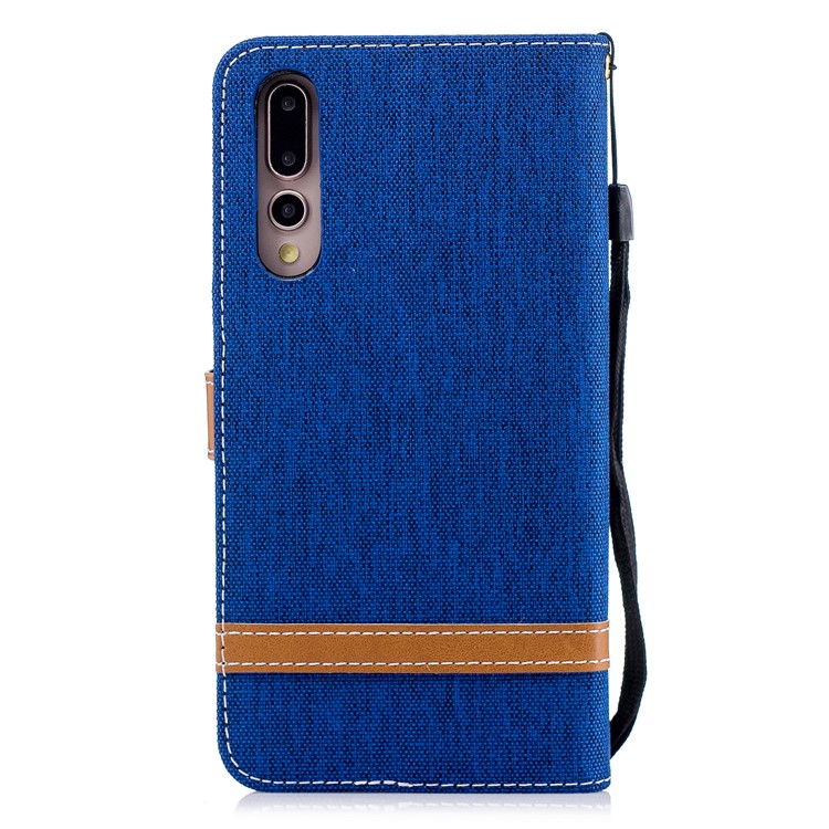 Jeans Cloth Texture Wallet Stand Leather Cellphone Cover for Huawei P20 Pro - Baby Blue-5