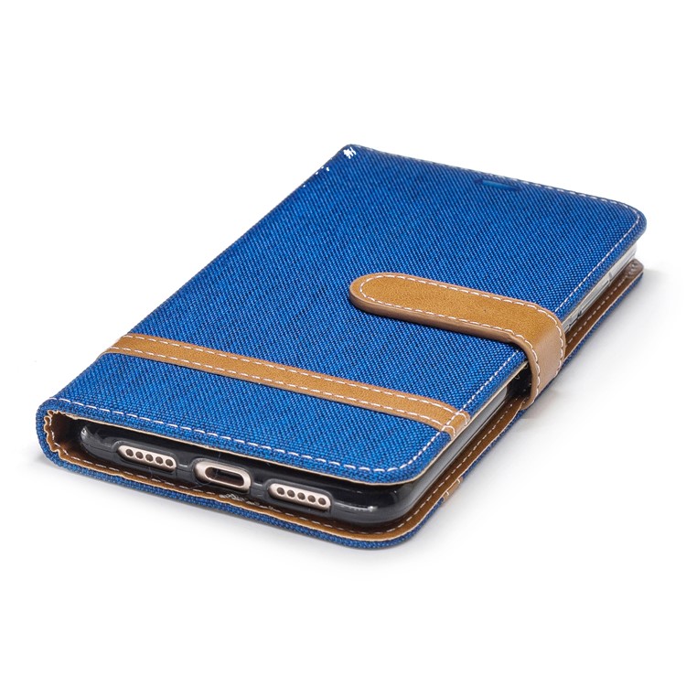 Jeans Cloth Texture Wallet Stand Leather Cellphone Cover for Huawei P20 Pro - Baby Blue-8