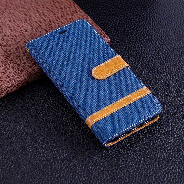 Jeans Cloth Texture Wallet Stand Leather Protector Case for Huawei P20 Pro - Dark Blue-2