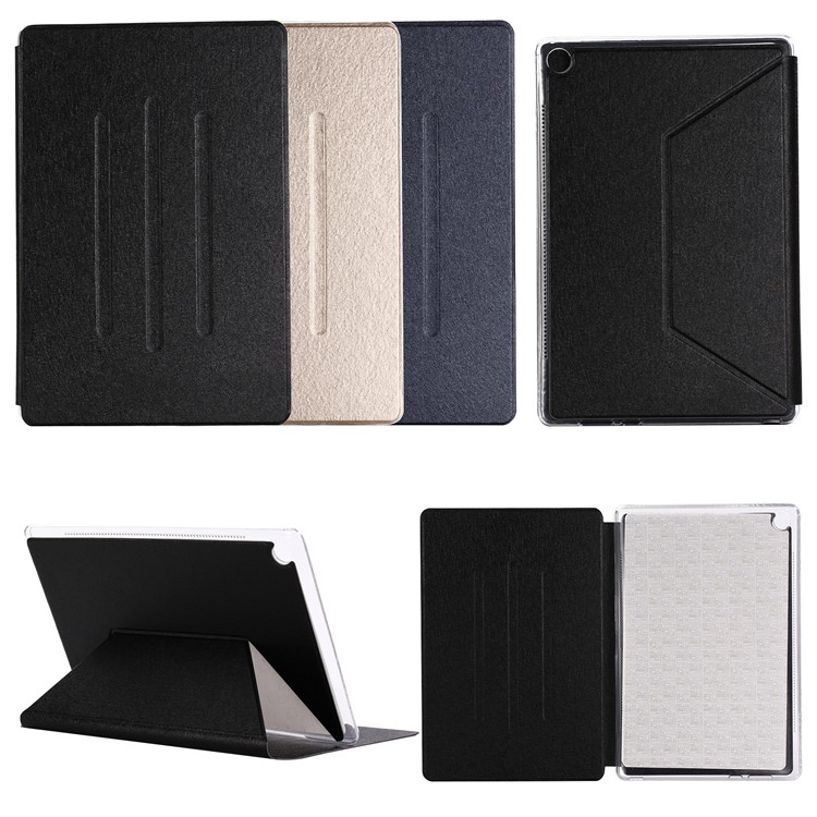 Silk Texture Leather Stand Case for Huawei MediaPad M5 10 / M5 10 (Pro) - Black-13
