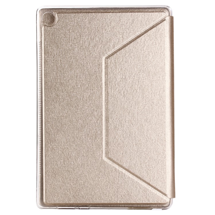 Silk Texture Leather Stand Cover for Huawei MediaPad M5 10 / M5 10 (Pro) - Gold-2