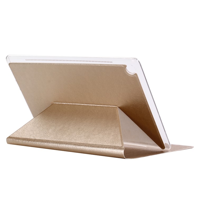 Silk Texture Leather Stand Cover for Huawei MediaPad M5 10 / M5 10 (Pro) - Gold-3