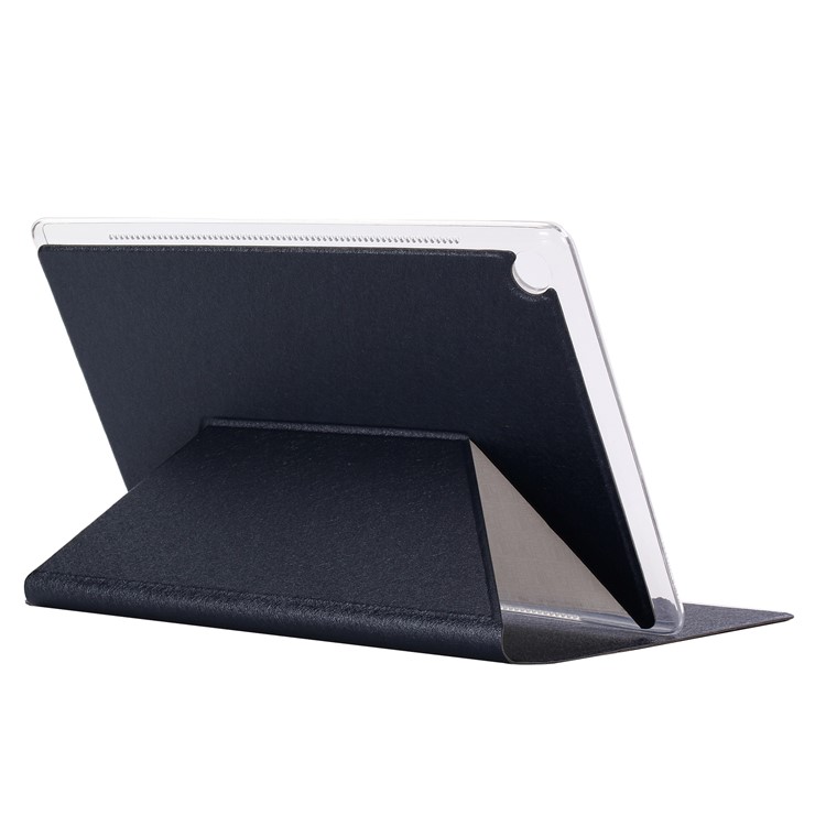 Silk Texture PU Leather Stand Case for Huawei MediaPad M5 10 / M5 10 (Pro) - Dark Blue-3