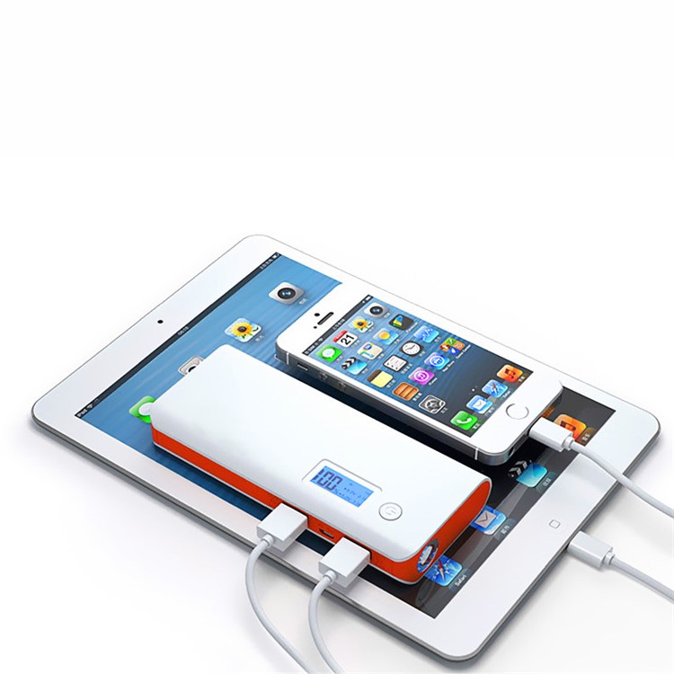 Dual-port 8000mAh 2.1A Portable External Power Bank with LCD Display - Orange-3