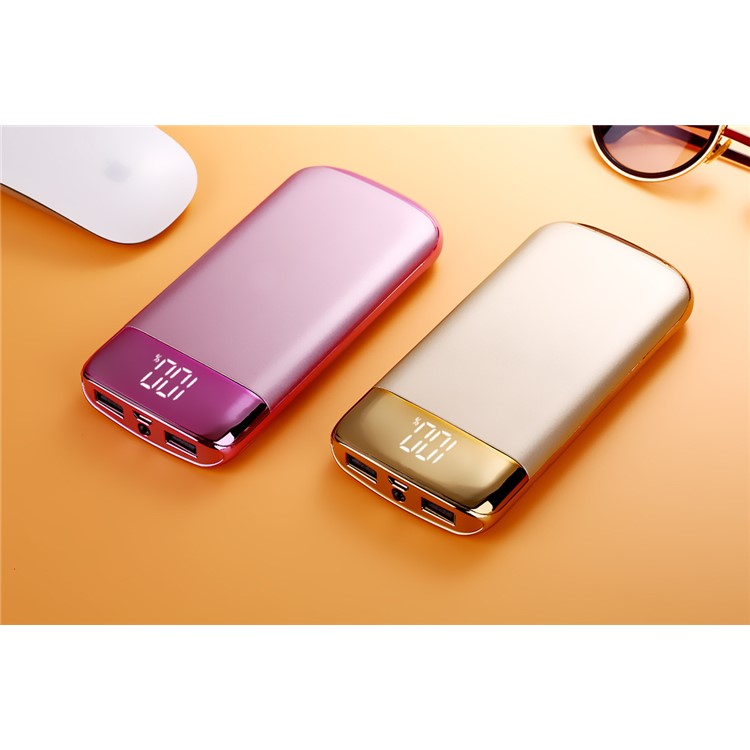 Y10 Digital LED Display 8000mAh Dual USB External Backup Battery Charger for iPhone iPad Samsung etc. - Rose Gold-3