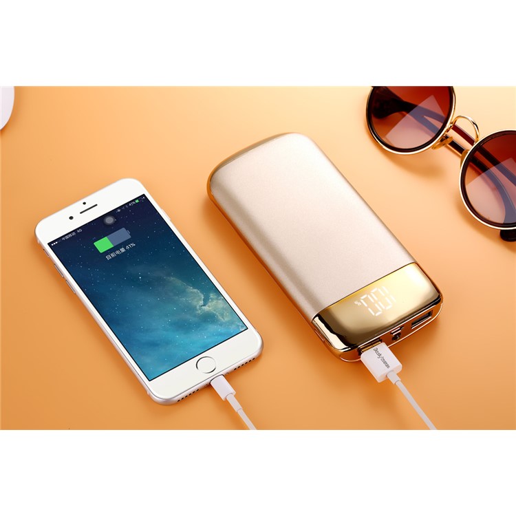 Y10 8000mAh Dual USB Power Bank Portable Digital LED Display Charger for iPhone iPad Samsung etc. - Gold-4
