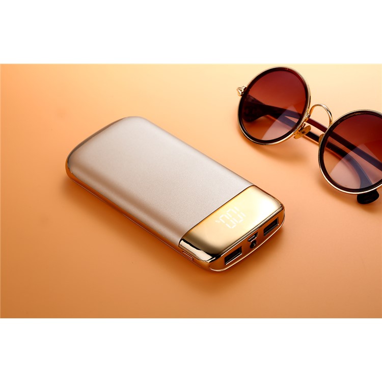 Y10 8000mAh Dual USB Power Bank Portable Digital LED Display Charger for iPhone iPad Samsung etc. - Gold-5
