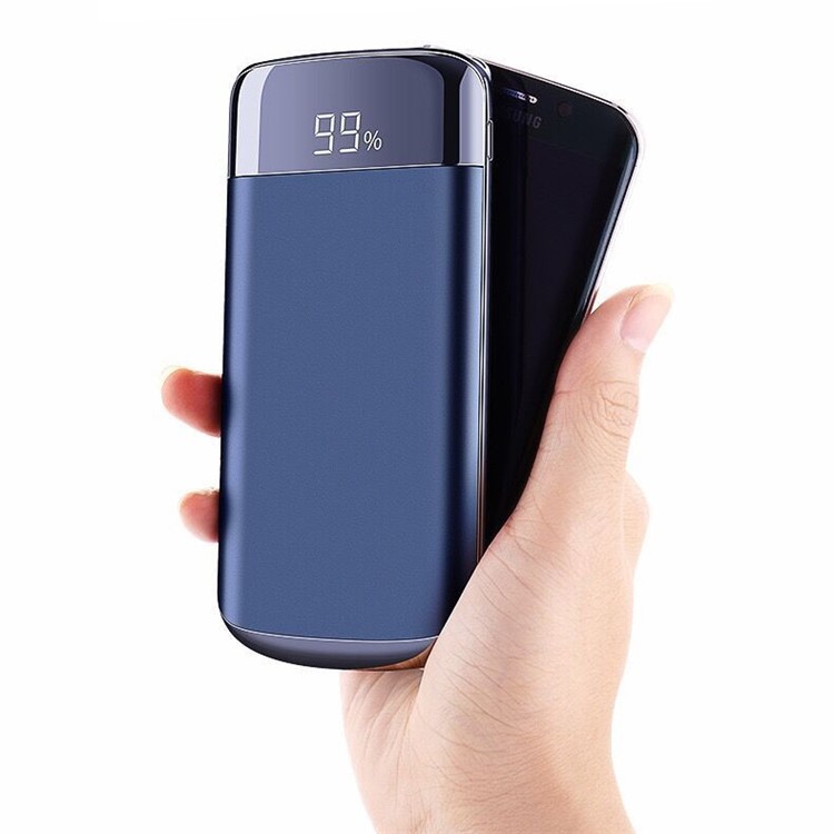 Y10 Dual USB Portable LED Display 8000mAh Power Bank with Flashlight for iPhone iPad Samsung etc. - Dark Blue-2