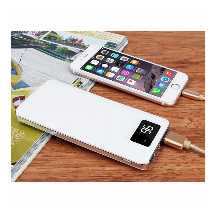 T13 8000mAh Dual USB Ports Power Bank with LED Display for Smart Phones and Tablets - White-3