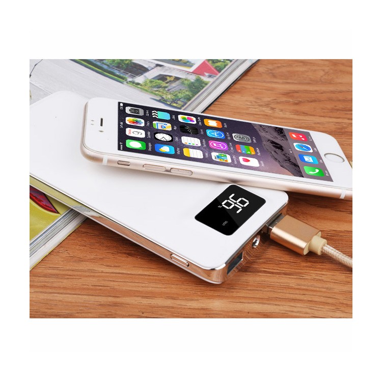 T13 8000mAh Dual USB Ports Power Bank with LED Display for Smart Phones and Tablets - White-7