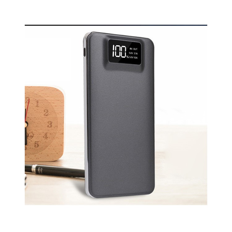 T13 8000mAh Portable Dual USB Outputs Power Bank with LED Display for Smart Phones and Tablets - Grey-1