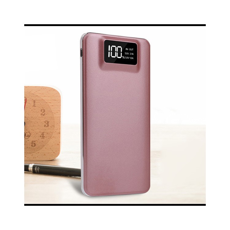 T13 8000mAh Dual USB Outputs Flashlight Power Bank with LED Display for Smart Phones and Tablets - Rose Gold-1