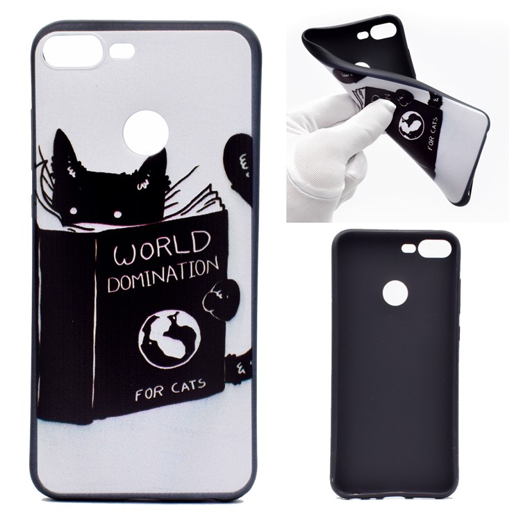 Patterned Printing Soft TPU Phone Shell for Huawei Honor 9 Lite/9 Youth Edition - Cat Reading Book-1